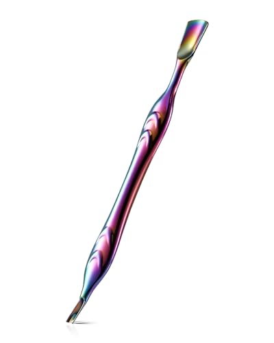 FERYES Corta Cutículas con Tenedor, Herramienta 2 en 1 para el Cuidado de las Uñas, Herramienta de Acero Inoxidable para Manicura y Pedicura -Rainbow