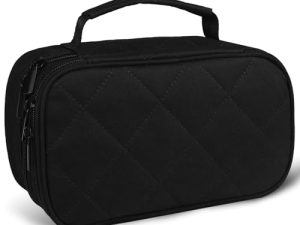 Gloppie Bolsa de maquillaje de viaje, bolsa de cosméticos portátil, bolsa de aseo con doble cremallera, estuche de maquillaje para mujer, bolsa de maquillaje impermeable, soporte para brochas con