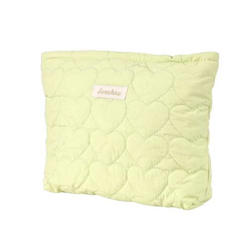 Fycyko Bolsa de maquillaje compatible con bolsa de maquillaje con estampado de sonrisas, bolsa de aseo de pana, organizador de viaje para mujeres y niñas 2, Corazón amarillo, Bolsa de cosméticos