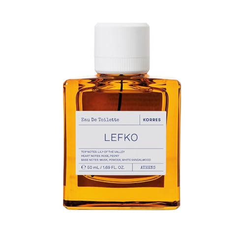 KORRES LEFKO Eau de Toilette para hombre y mujer, fragancia unisex, floral, pudrid, libre de ftalatos, parabenos, nitromusks y PCM, vegana, 50 ml