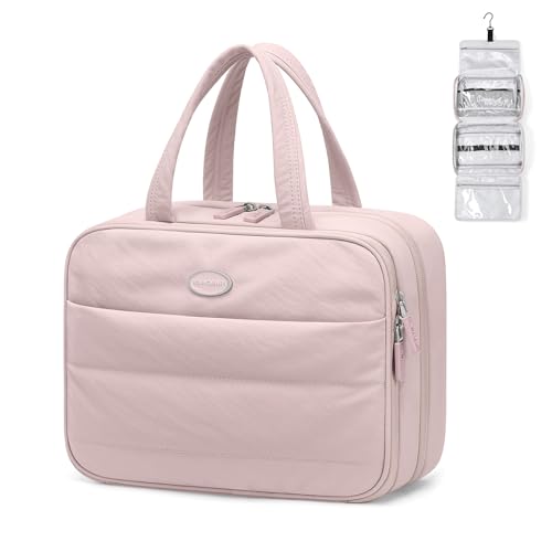 GOLF QUALITY Neceser de Viaje con Organizado rde Cosmético, Bolsa de Aseo Colgante para Artículos de Tocador, Bolsa de Maquillaje Hinchada, Rosa, 8.6L