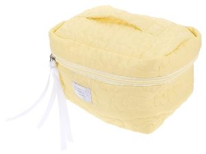 TOVINANNA Bolsa de Lavar Capacidad Bolsa de Maquillaje de Viaje Largo Bolso de Mano de Las Mujeres Compartimentos Bolsa de Maquillaje para Viajar Bolsa de Aseo Mujer Viaje Nylon Amarillo