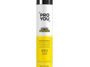 Revlon Professional ProYou Laca Pelo Media para Todo Tipo de Cabello, Fijación Media y Brillo, 500 ml, Gama Fijación The Setter