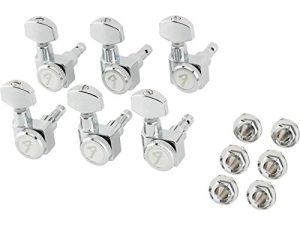 Fender Clavijas Bloqueantes para Guitarra Eléctrica Stratocaster/Telecaster, Brazo Corto, Set de 6, Cromo