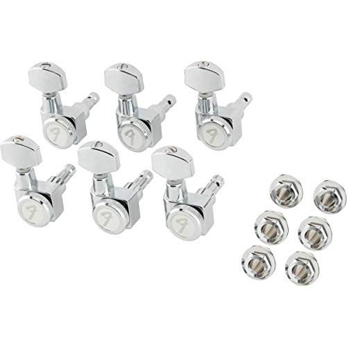 Fender Clavijas Bloqueantes para Guitarra Eléctrica Stratocaster/Telecaster, Brazo Corto, Set de 6, Cromo