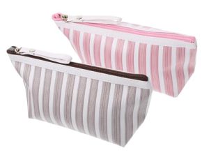 Housoutil 2piezas Bolsa De Cosméticos De Rayas Multifuncional para Mujer Neceser De Aseo Compacto Y Práctico para Viajes para Almacenar Artículos De Tocador Y Accesorios Personales