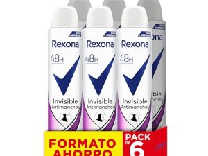 Rexona Desodorante Aerosol Protección Original 48h Invisible Black & White Antitranspirante para mujer 200mlx6