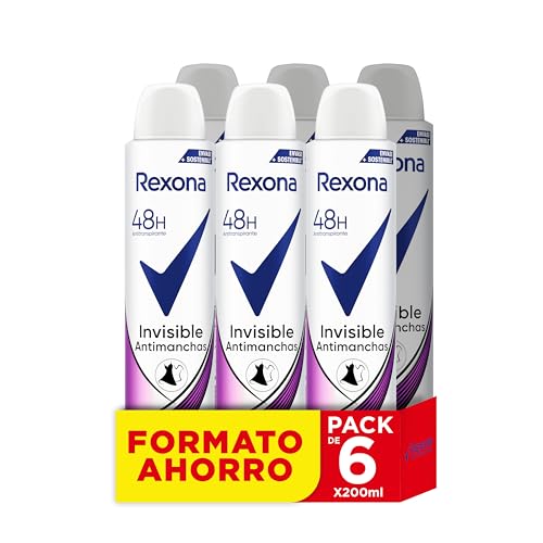 Rexona Desodorante Aerosol Protección Original 48h Invisible Black & White Antitranspirante para mujer 200mlx6