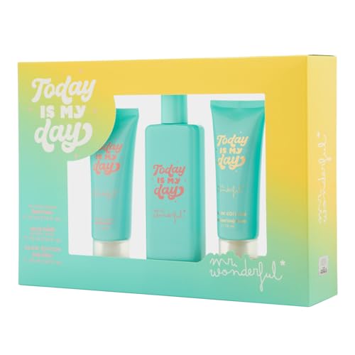 MR WONDERFUL - Today Is My Day, Perfume 75 ml + Crema de Manos 75 ml, Crema de Cuerpo 75 ml, Estuche Regalo Mujer, Pack 3 Piezas, Fragancia Floral Oriental y Afrutada, de Larga Duración