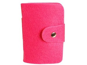 Holibanna Cartera para Tarjetas De Fieltro De Lana Rosa con 24 Ranuras para Tarjetas De Crédito Organizador De Tarjetas para Mujeres Y Hombres Bolsa De Identificación para Viajes