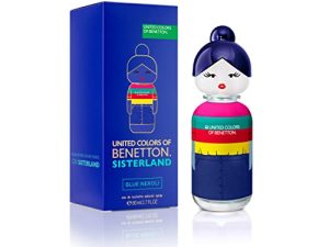 United Colors of Benetton, Sisterland Blue Neroli, Eau de Toilette para Mujer, Larga duración, Fragancia joven, moderna y fresca, Notas frutales, de ámbar y lavanda, Optimo para uso diario, 80 ml