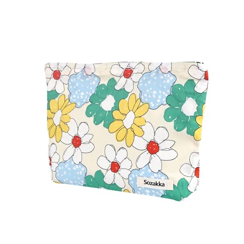 Fycyko - Estuche de maquillaje para viaje, estuche de aseo de flores, estuche de maquillaje para mujer, cosméticos con cremallera portátil, bolsa de organizador cosmético, bolsa de maquillaje para