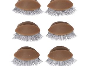 3 Pares de Párpados Reemplazados, Maquillaje de Silicona Reemplazados Párpados con Pestañas de Reemplazo de Párpados Dobles para el Entrenamiento de Pestañas, Principiantes, (Café)