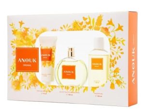 ANOUK – Original Colonia 100 ml + Crema de Cuerpo 75 ml + Gel de Baño 100 ml, Estuche de Regalo Mujer, Eau de Toilette Natural y Femenina, Aroma Cítrico y Floral, Fragancia Fresca de Larga Duración