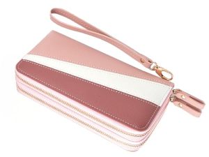 Monedero de Mano, Cartera Larga de Colisión de Colores, Peso Ligero para Niñas para el Día a Día (PINK)