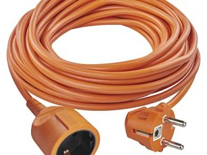 EMOS – Cable alargador IP20 de 15m – 1 Enchufe Schuko – 230 V, 16 A, 3680 W – Aislamiento de PVC H05VV-F3G 1,5 mm² – Mayor protección táctil – para Interiores – Naranja