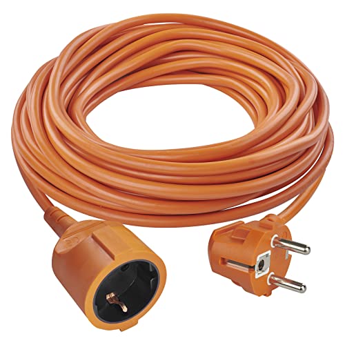 EMOS - Cable alargador IP20 de 15m - 1 Enchufe Schuko - 230 V, 16 A, 3680 W - Aislamiento de PVC H05VV-F3G 1,5 mm² - Mayor protección táctil - para Interiores - Naranja
