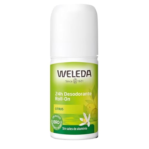 Weleda - Desodorante Roll-On de Citrus, Neutraliza y Previene los Olores Corporales Desagradables, 24h de Protección, Unisex, 100% Natural, Sin Sales de Aluminio, con Aroma Cítrico, Vegano - 50 ml