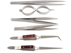 Pinzas para Joyería, Pinzas de Punta Recta, Pinzas con Bloqueo Automático de Punta Curva Recta para Joyería, 6 Piezas por Juego, Herramienta para Hacer Joyas