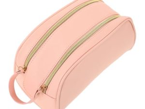 SAFIGLE Bolsa De Almacenamiento De Cosméticos Mujer Pequeño Señoras Mini Neceser Dama Chicas Compartimiento Largo Bolsa De Maquillaje para De Viaje Artículos De Aseo Rosa Poliéster