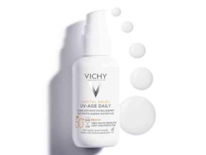 Vichy Líquido Fotoprotector UV-Age de Uso Diario, Combate el Envejecimiento, Previene Arrugas y Manchas, Fotoprotección SPF50+ Contra Rayos UVB y UVA, Capital Soleil, 40 ml