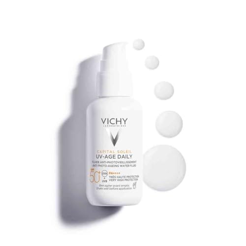 Vichy Líquido Fotoprotector UV-Age de Uso Diario, Combate el Envejecimiento, Previene Arrugas y Manchas, Fotoprotección SPF50+ Contra Rayos UVB y UVA, Capital Soleil, 40 ml