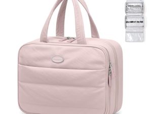 GOLF QUALITY Neceser de Viaje con Organizado rde Cosmético, Bolsa de Aseo Colgante para Artículos de Tocador, Bolsa de Maquillaje Hinchada, Rosa, 8.6L
