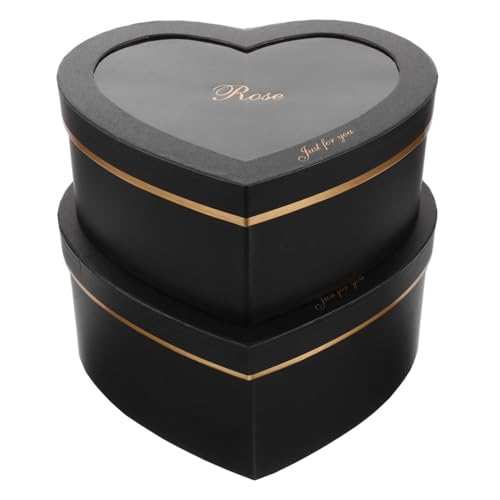 OATIPHO 2 Cajas caja de del día de san valentín flores chicas conformado cajas con forma cajas para cajas de papel maché cajas de corazon Black