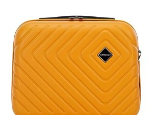 WITTCHEN Necessaire Estuche Cosmético de Viaje Maletín de Mano Maletín de Cabina ABS Neceser Rigid Cube Line Naranja