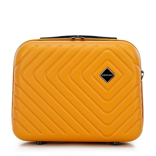 WITTCHEN Necessaire Estuche Cosmético de Viaje Maletín de Mano Maletín de Cabina ABS Neceser Rigid Cube Line Naranja