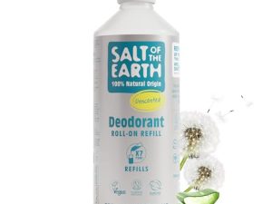 Natural Deodorant Roll On Refill by Salt of the Earth, Unscented – Vegan, Long Lasting Protection, Leaping Bunny Approved, Made in the UK – 525ml