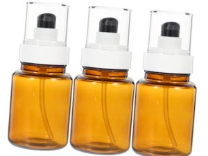 BAZEITFLOW 3piezas Botellas Para Aceite Esencial Botellas Vacías De Presión Cosmética De Viaje Portátiles Color Marrón