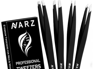 NARZ Pinzas Depilar Profesionales Para Vello Facial Mujeresy Hombres, Pinzas de Pelo Precisión de Acero Inoxidable Pinzas Para de Cabello Encarnado (4 Piezas)