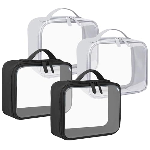 Bolsa de aseo con correa aprobada por la TSA y líquido de viaje transparente y organizador de cosméticos, equipaje de mano, Negro y gris., Neceser transparente para hombre y mujer