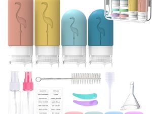 SHSHbuy Botellas de Viaje Silicona,16 Piezas Botes Rellenables Viaje,Contenedores de Viaje,Recipientes de Recargables Para Champús Lociones y Artículos de Tocador