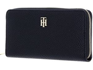 Tommy Hilfiger Cartera Grande Za TH Soft, Accesorio Billetera de Viaje para Mujer, Azul, One Size