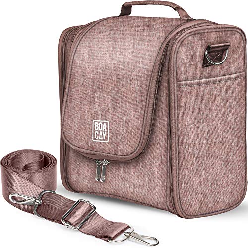 BOACAY Neceser Grande para Mujer y Hombre, Bolsa de Aseo Colgante, Bolso Baño y Viaje, Organizador de Maquillaje, Kit para Cosméticos, Accesorios (X-Large) Coffee with Milk Brown