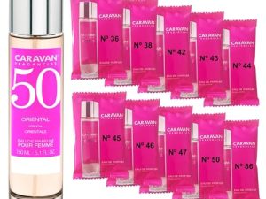 CARAVAN FRAGANCIAS Perfume de Mujer Nº50 de 150 ml + Set de 10 Viales de Fragancias femeninas distintas de Caravan para descubrir nuevos aromas