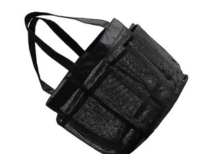Healvian Bolsa de Aseo de Malla para Viaje Neceser Cosmético de Gran Capacidad Bolsa Portátil de Baño y Cosméticos para Mujeres y Color Negro