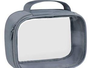 Moyad Neceser transparente aprobado por la TSA, tamaño de cuarto de galón, bolsa de líquidos para viajes, organizador transparente de maquillaje y cosméticos para mujeres y hombres, Gris, 1 Pack