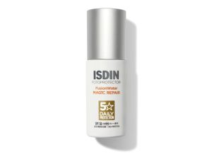 ISDIN – Foto Protector Magic Repair Fusion Water SPF 50 – Protector solar facial de fase acuosa, triple acción anti-fotoenvejecimiento, 50 ml, Age repair 50ml