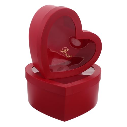 Healeved Caja de Propuesta para El Día de San Valentín Cajas Vacías con Forma de Corazón Caja de Dulces con Flores Material de Papel Elegante Rojo