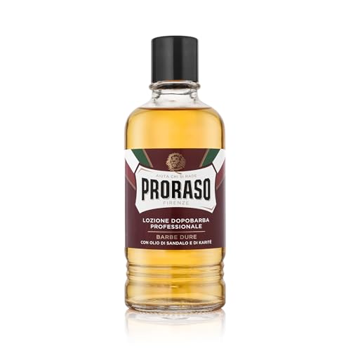 Proraso After shave profesional, 400 ml, bálsamo barba con sándalo y manteca de karité, tónico facial que aporta confort y suavidad a la piel