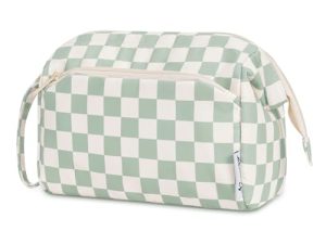 Narwey Neceser Maquillaje Viaje Bolsa de Maquillaje Grande Bolsa de Aseo Organizador de Cosmético para Mujeres Niñas (Tablero de Ajedrez Verde Menta)
