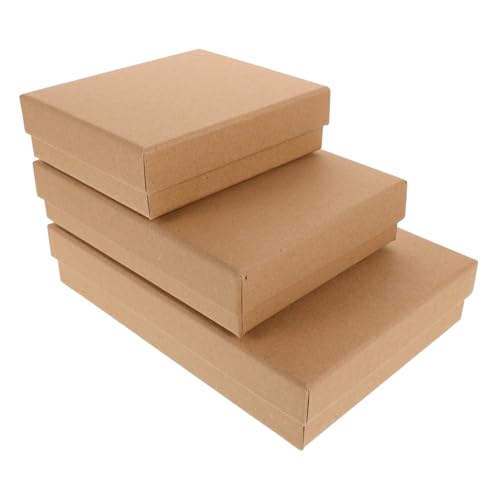 BESTYASH Cajas De 3 Piezas Caja De De Papel Kraft Cajas De Jabón Cajas De Pequeñas Con Tapas Cajas De Papel Cajas De Anillos Pequeñas Cajas De Para Joyería Brown