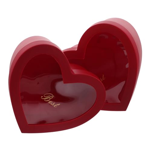 SAFIGLE 2 Cajas Caja De Del Día De San Valentín Romántico Flores Corazón Conformado Tratar Floral Padrinos De Boda Cajas Negras Para Embalaje El Plastico Rojo