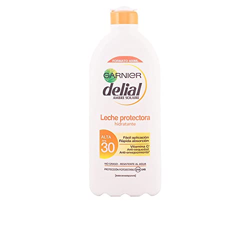 GARNIER DELIAL Crema Solar Textura Ligera Alta Protección FPS30 UVA/UVB UltraHidratante y Resistente Al Agua Formato Familiar 400 ml