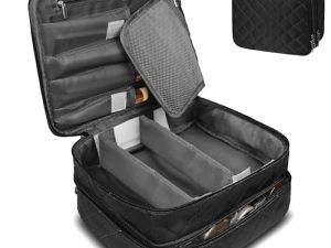 LEcylankEr Neceser Maquillaje Mujer Grande, Neceser Viaje Portátil de Capa Doble, Makeup Bag del Multi-Compartimiento, Bolsa de Aseo para Mujer Impermeable de Gran Capacidad (Negro)