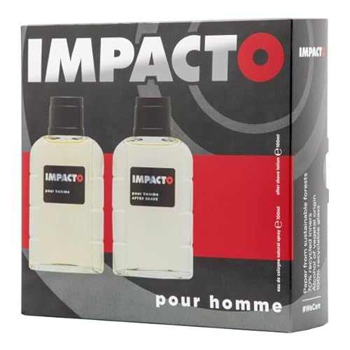 IMPACTO - Classic Agua de Colonia 100 ml + After Shave 100 ml, Estuche de Regalo Hombre, Pack 2 Piezas, Eau de Toilette Natural y Masculina, Aroma Cítrico, Fragancia Fresca, Elegante y Duradera