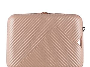 WITTCHEN Necessaire Estuche cosmético de viaje Maleta de mano Maletín de cabina Maleta de policarbonato con correa ajustable para cosméticos GL Style Rosa empolvado